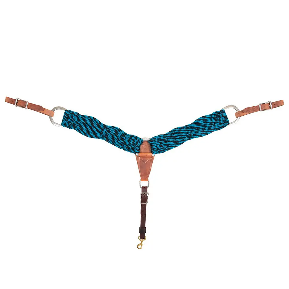3 In Martin Saddlery Natural Fiber Horse Breastcollar Turquoise & Black 1