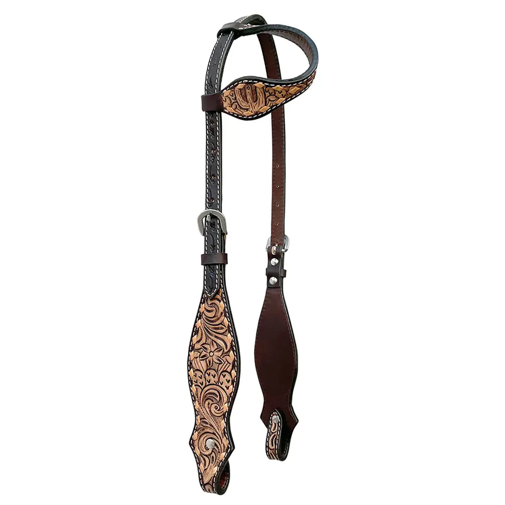 Bar H Equine Western Leather Horse Tack Set Floral Carved Brown 1
