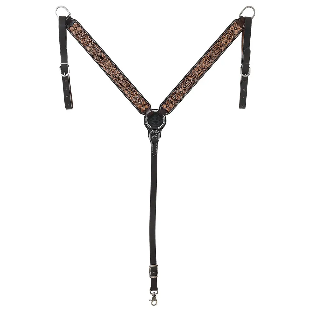 Bar H Equine Western Horse Headstall Breast Collar Set American Leather 2