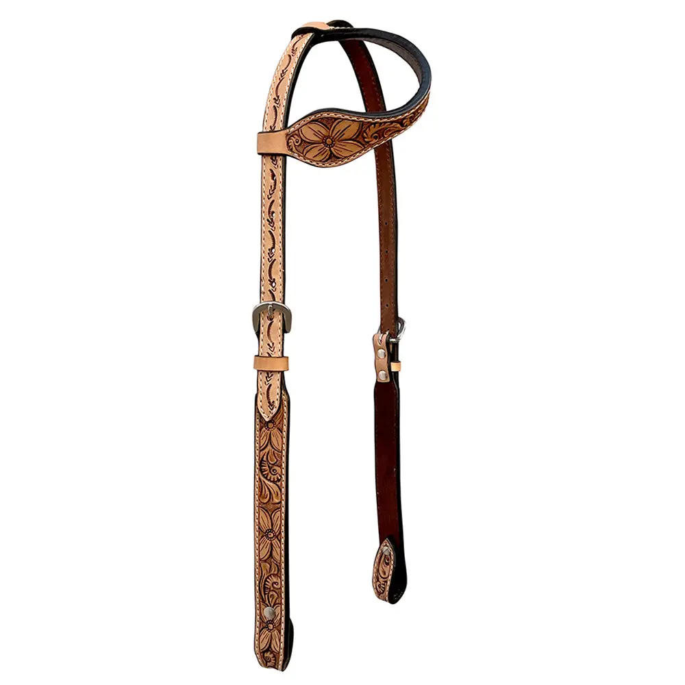 Bar H Equine Western Horse Genuine Leather Floral Carved Tack Set Tan 1