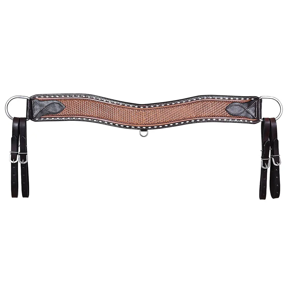 Comfytack Western Leather Horse Tripping Breast Collar Brown Basket Weave 1