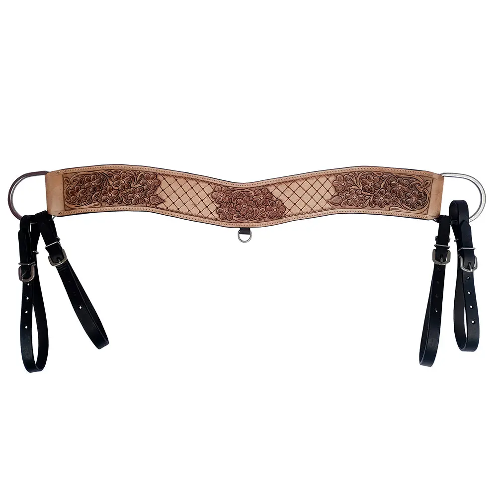 Comfytack Western Genuine Leather Horse Tripping Breast Collar Tack Brown Floral Carve 1