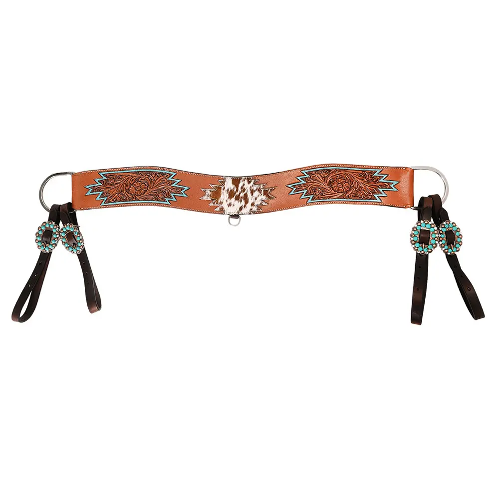 Comfytack Western Genuine Leather Horse Tripping Breast Collar Tack Brown Floral Carve 1