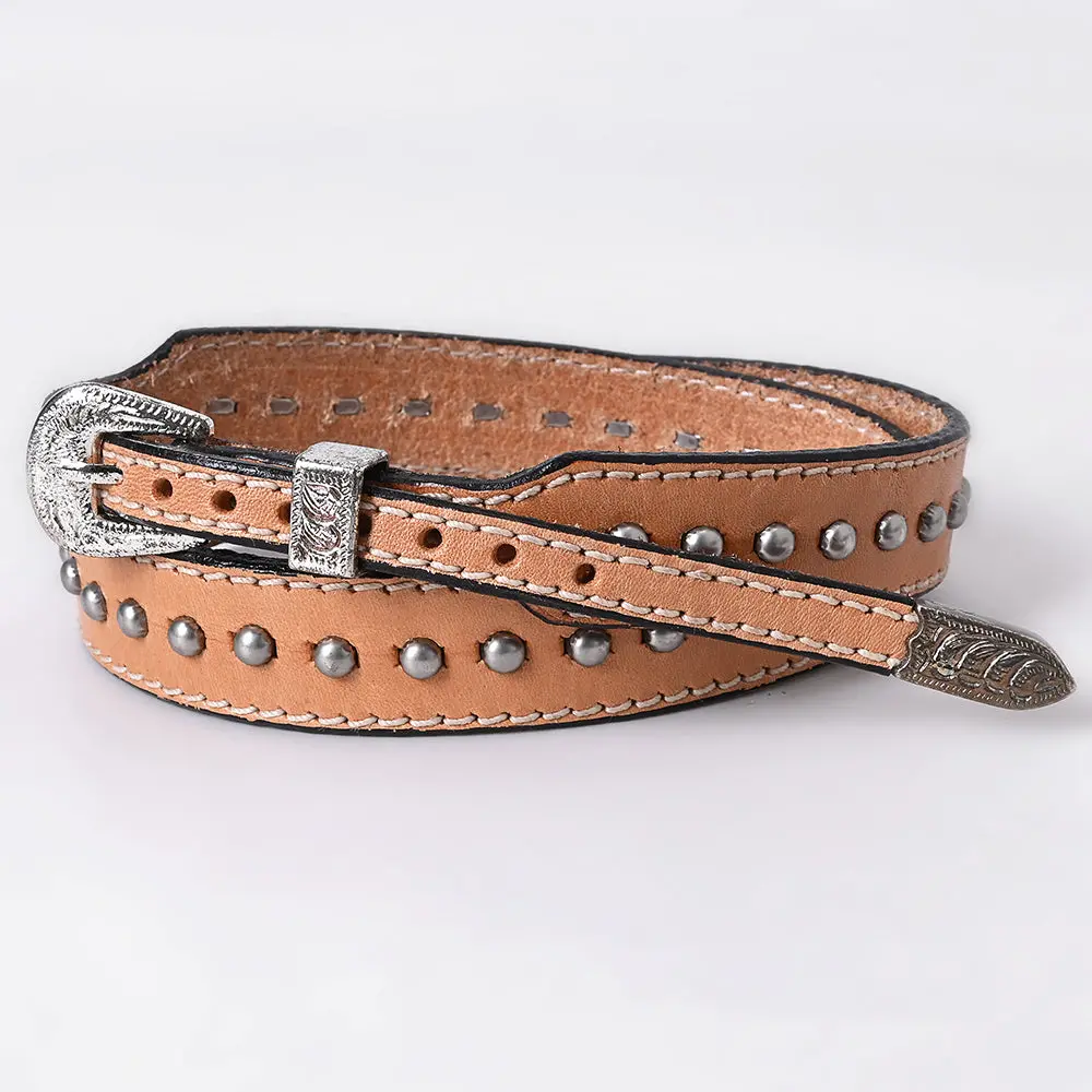 American Darling Hatband Genuine Leather Western Adjustable Unisex Tan | Hand-Tooled 1