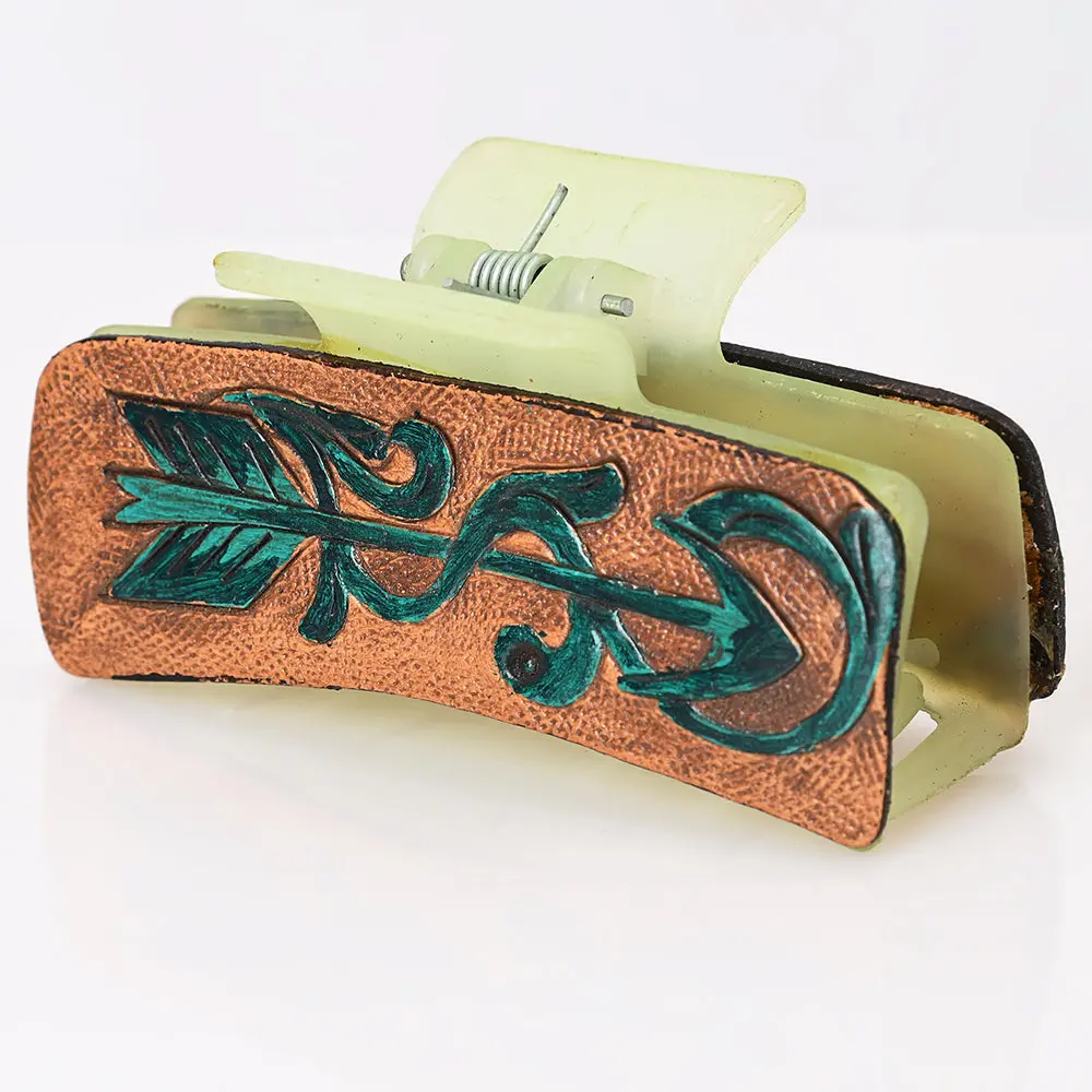 Beautifully Hand Tooled Women Ladies Hair Band Clip Clutcher 1
