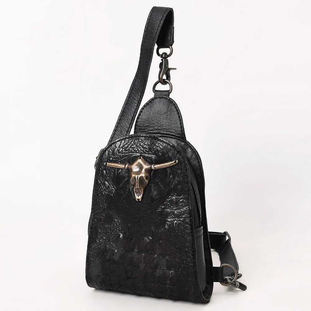 American Darling Sling Hair-On Crocodile Embossed Genuine Leather Women Bag Western Handbag Purse |Sling | For 1