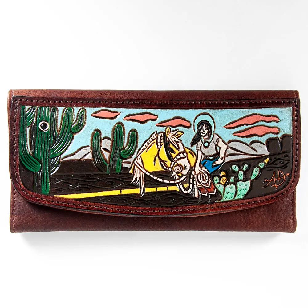 American Darling Wallet Hand Tooled Genuine Leather Western Women Bag | Handbag Purse Wristlet Travel Clutch 28
