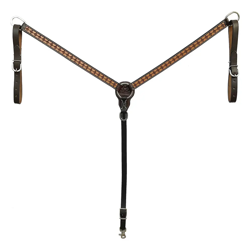 Bar H Equine Western Handtooled Leather Horse Headstall & Breast Collar Set | Tack 2