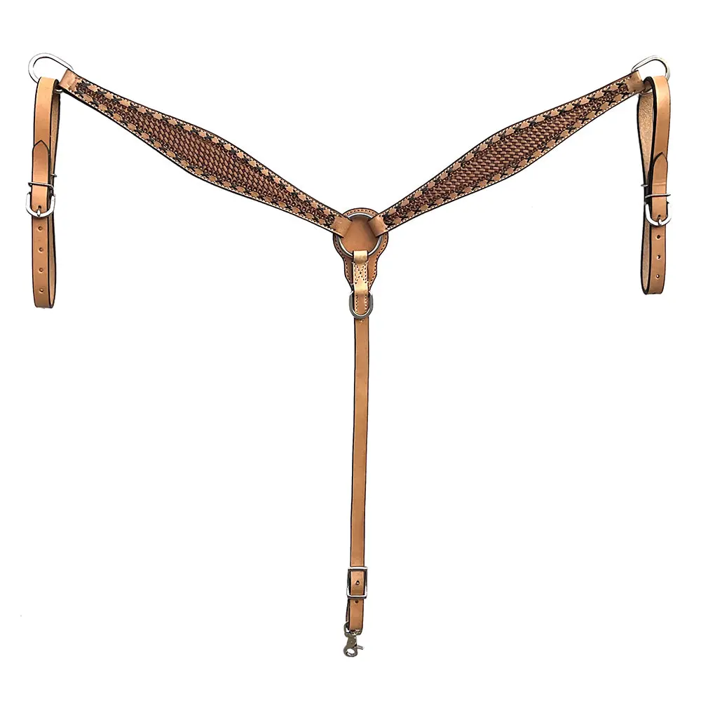 Bar H Equine Western Handtooled Leather Horse Headstall & Breast Collar Set | Tack 2