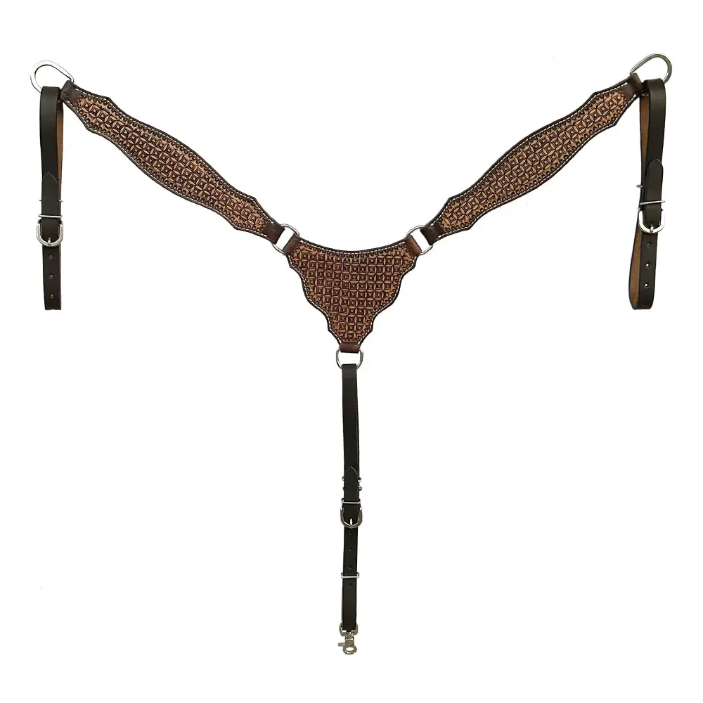 Bar H Equine Western Handtooled Leather Horse Headstall & Breast Collar Set | Tack 2