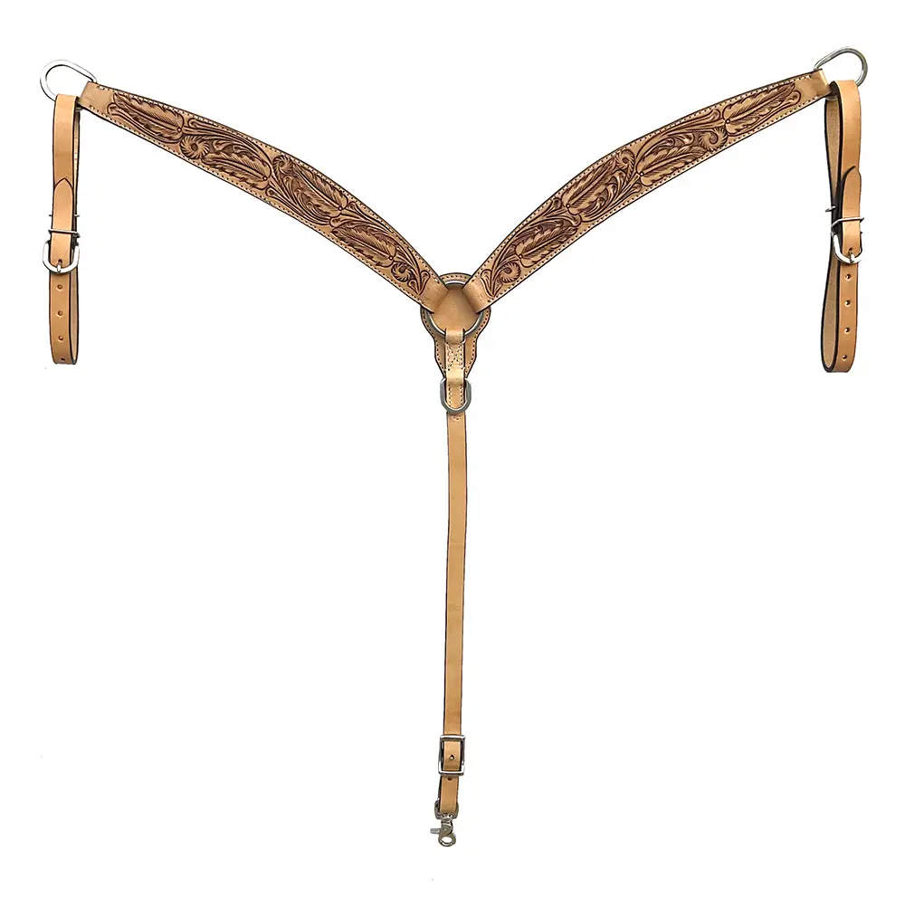 Bar H Equine Western Handtooled Leather Horse Headstall & Breast Collar Set | Tack 2