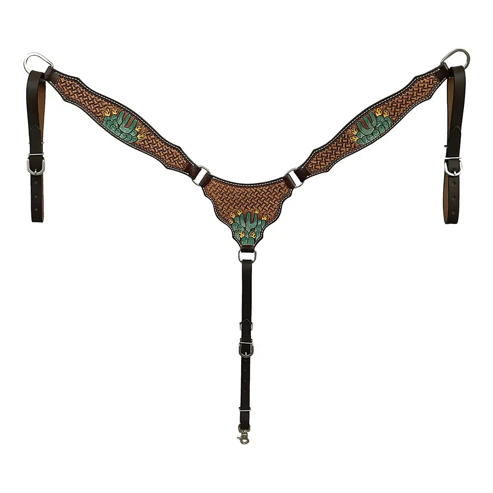 Bar H Equine Western Handtooled Leather Horse Headstall & Breast Collar Set | Tack 2