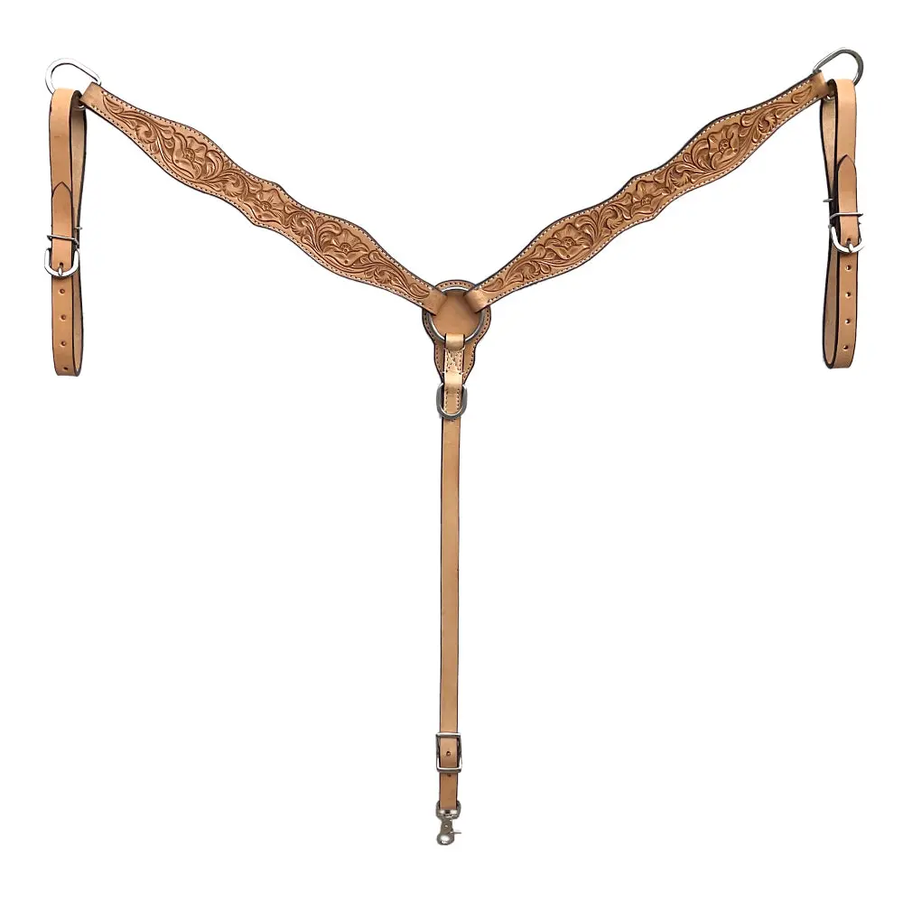 Bar H Equine Western Handtooled Leather Horse Headstall & Breast Collar Set | Tack 2