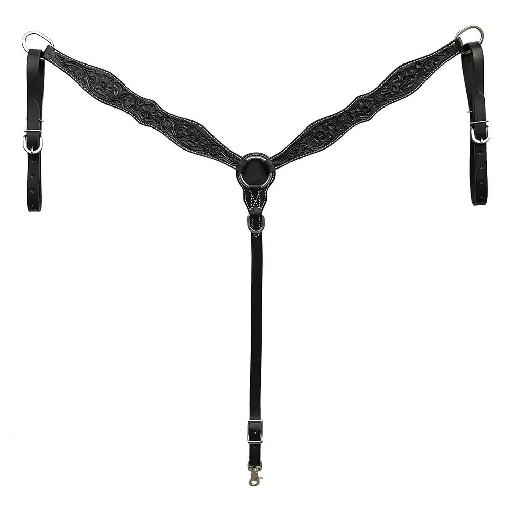 Bar H Equine Western Handtooled Leather Horse Headstall & Breast Collar Set | Tack 3