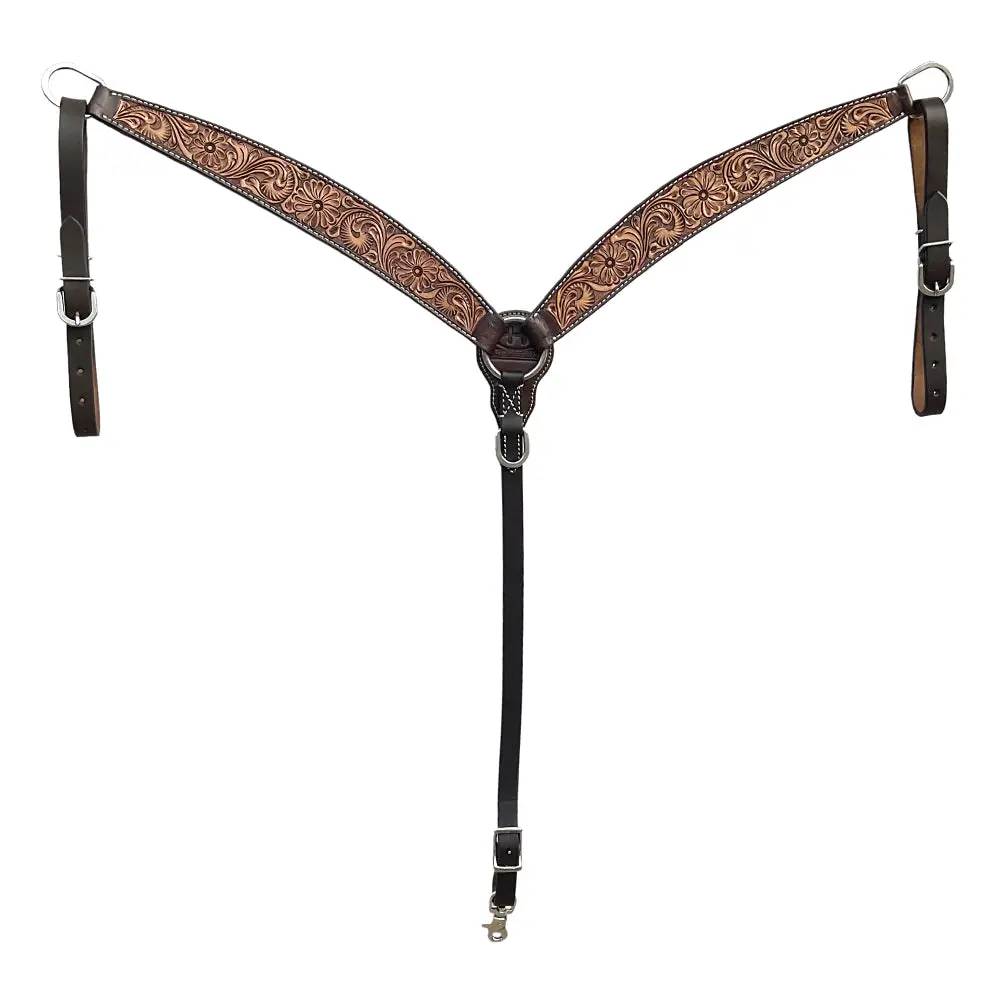 Bar H Equine Western Handtooled Leather Horse Headstall & Breast Collar Set | Tack 1