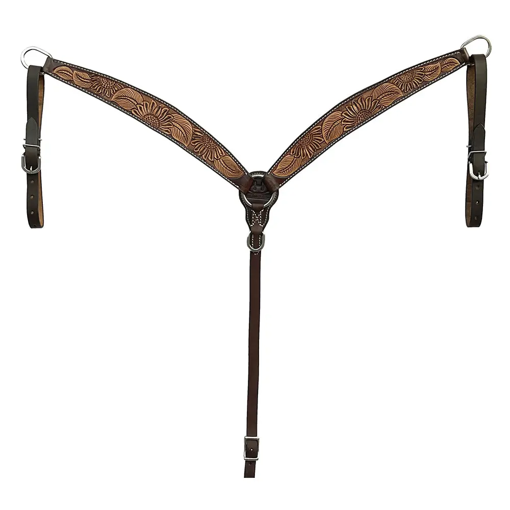 Bar H Equine Western Handtooled Leather Horse Headstall & Breast Collar Set | Tack 1