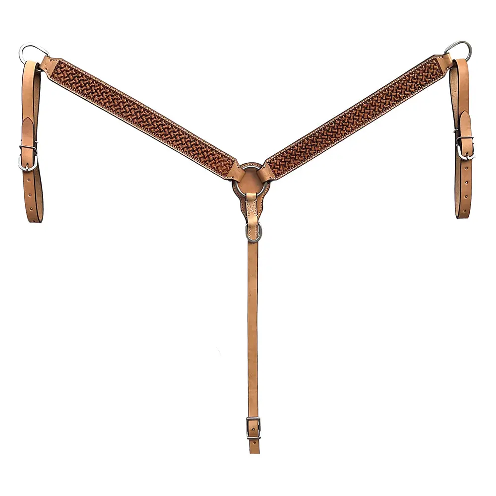 Bar H Equine Western Handtooled Leather Horse Headstall & Breast Collar Set | Tack 1