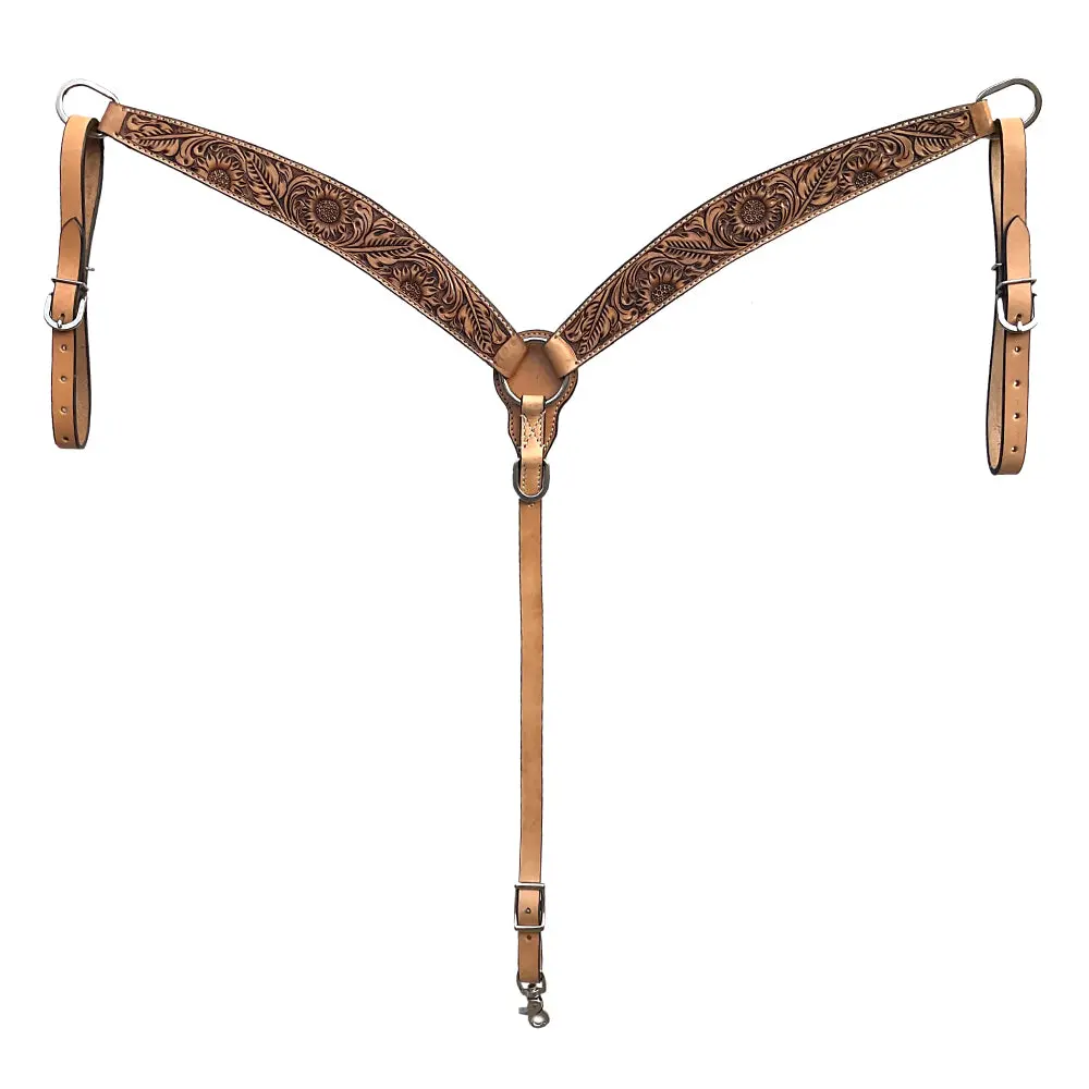 Bar H Equine Western Handtooled Leather Horse Headstall & Breast Collar Set | Tack 1