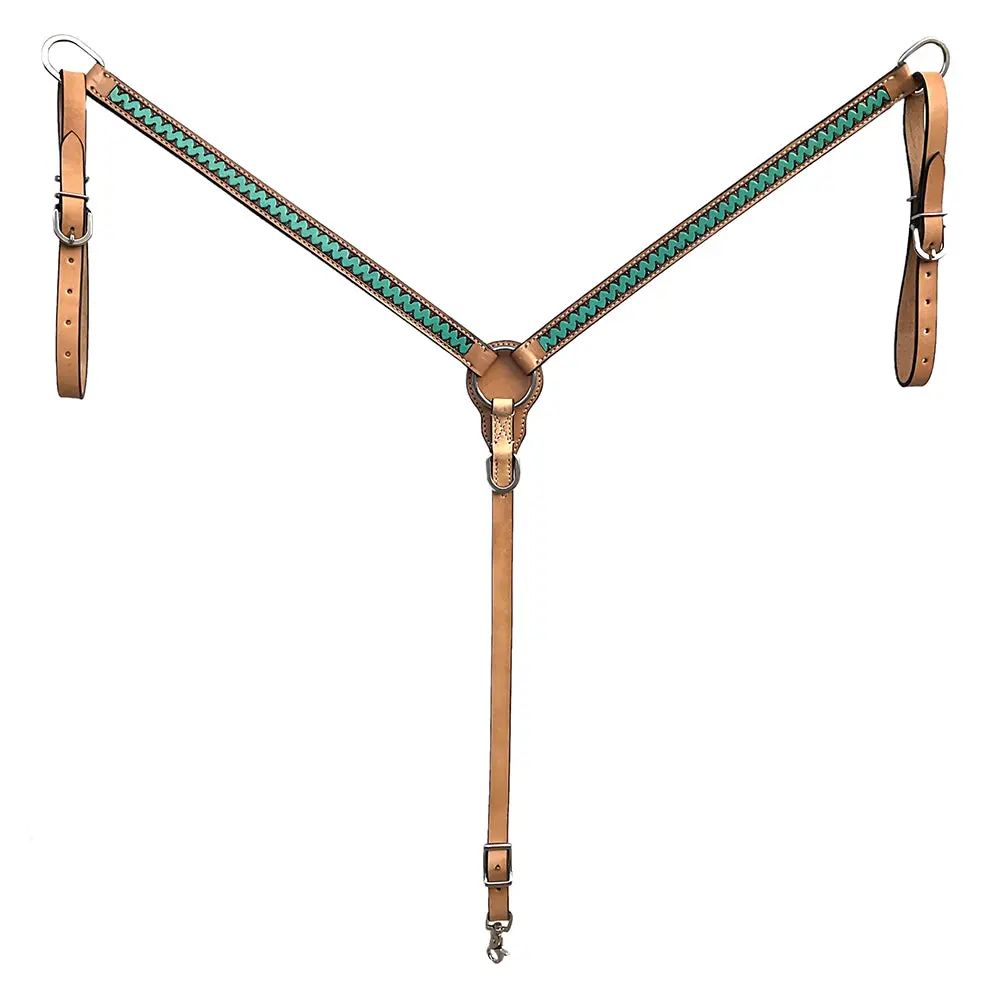Bar H Equine Western Handtooled Leather Horse Headstall & Breast Collar Set | Tack 1