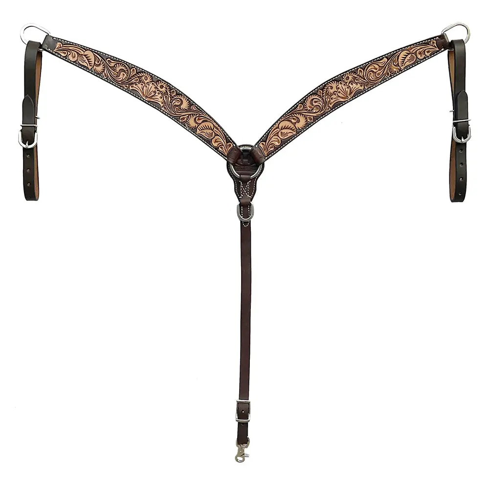 Bar H Equine Western Handtooled Leather Horse Headstall & Breast Collar Set | Tack 1