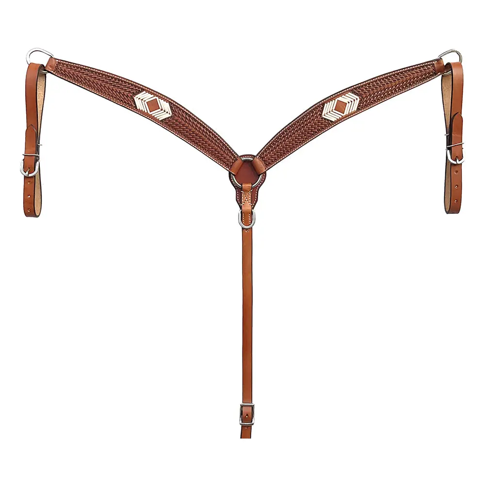Bar H Equine Western Handtooled Leather Horse Headstall & Breast Collar Set | Tack 1