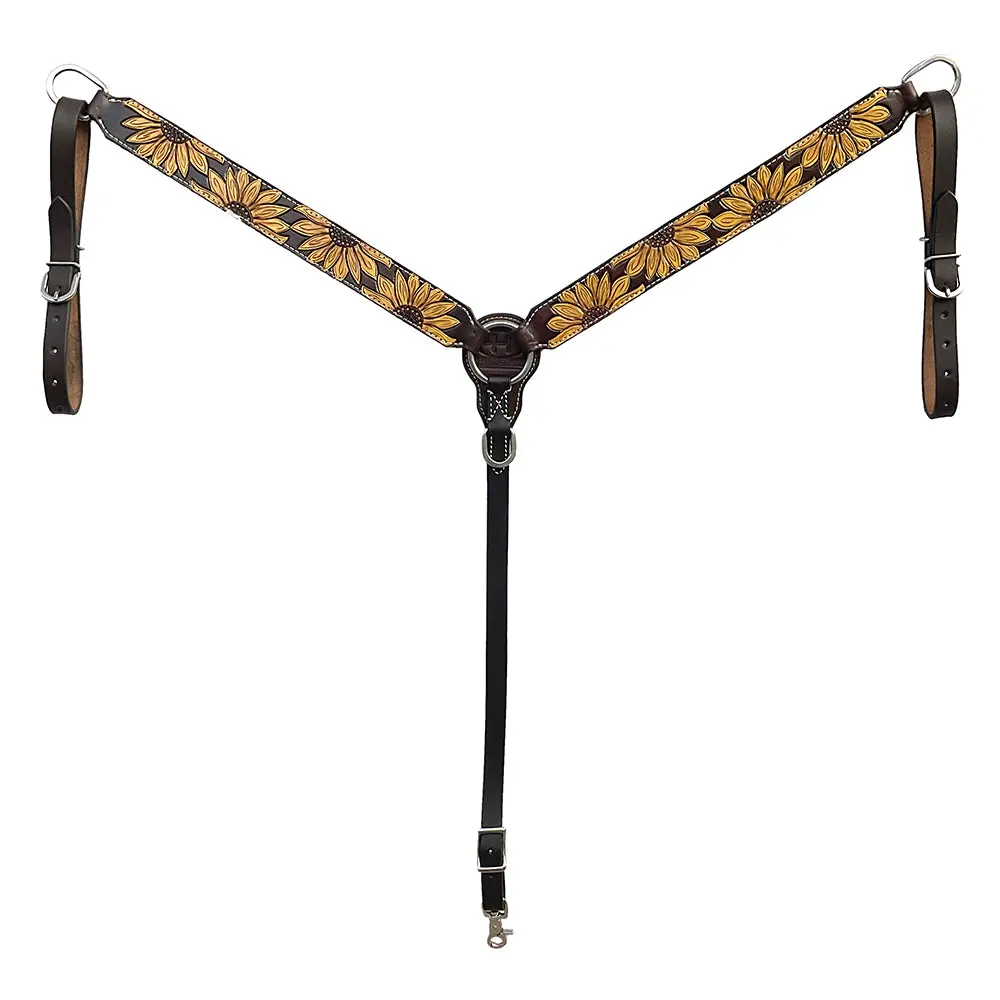 Bar H Equine Western Handtooled Leather Horse Headstall & Breast Collar Set | Tack 1