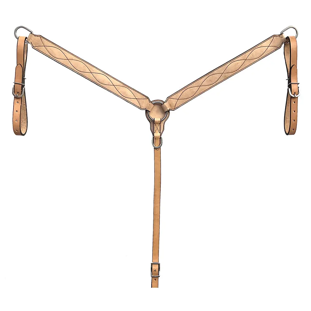 Bar H Equine Western Handtooled Leather Horse Headstall & Breast Collar Set | Tack 1