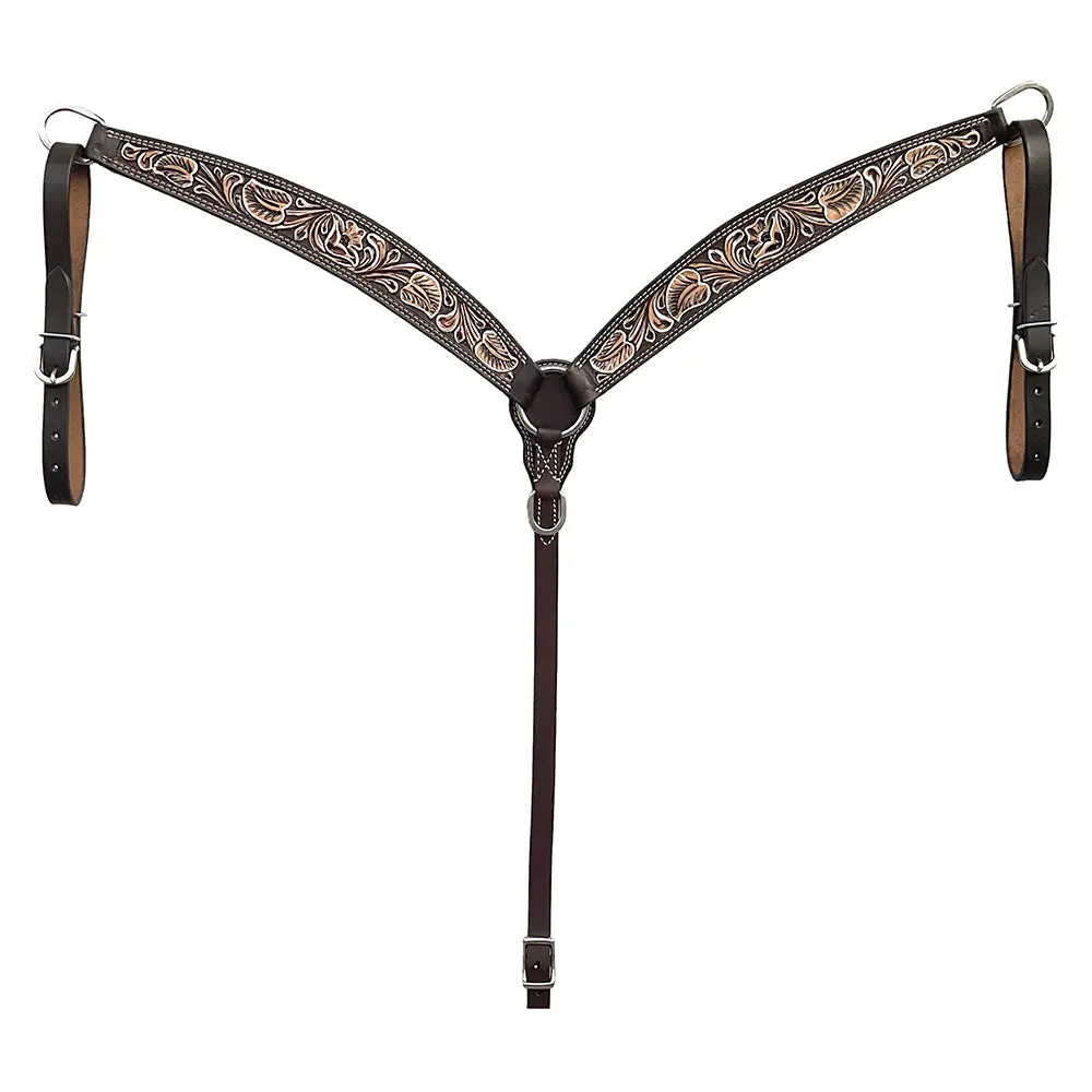 Bar H Equine Western Handtooled Leather Horse Headstall & Breast Collar Set | Tack 1