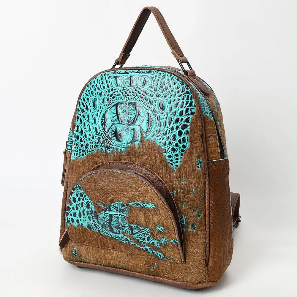American Darling Western Backpack Bag Handcrafted From Crocodile Embossed Genuine Leather | Buckstitch Detail & Ykk Zipper 1
