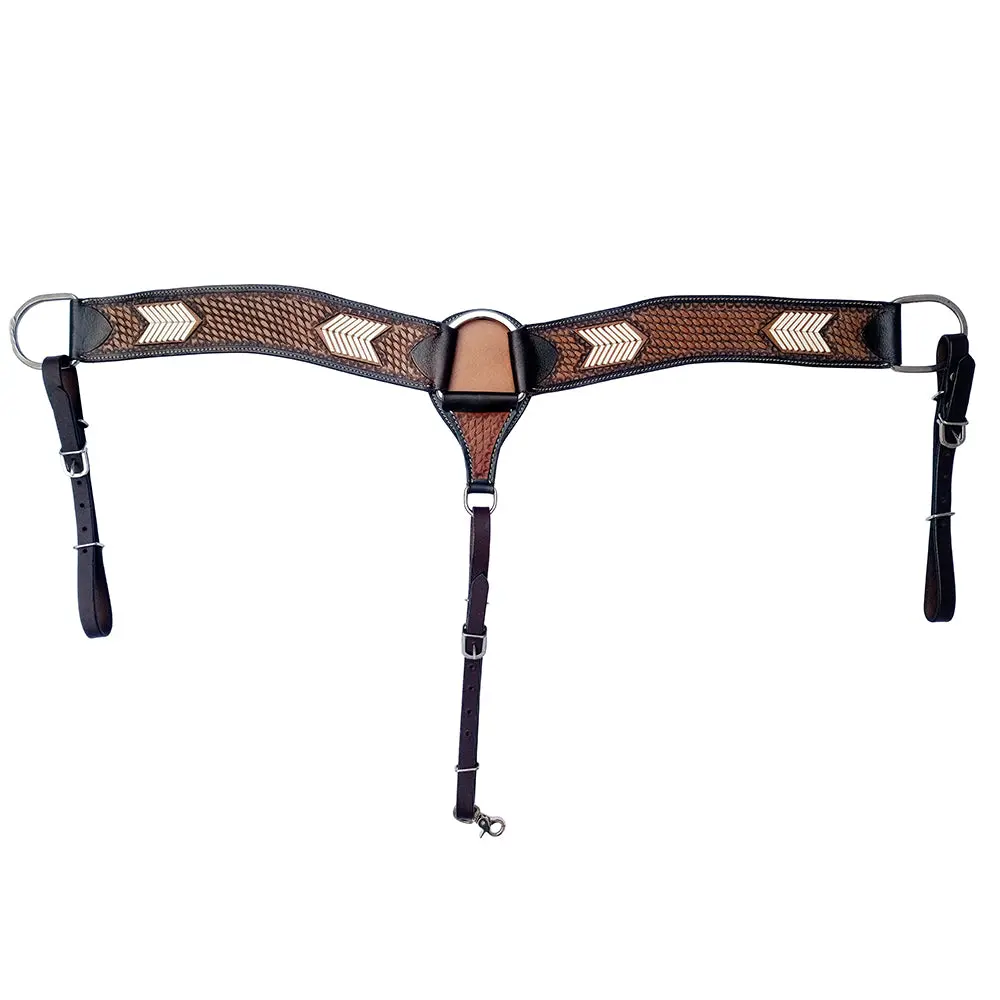 Comfytack Western Leather Horse Tripping Breast Collar Tack Brown Basket Weave Tooled 1