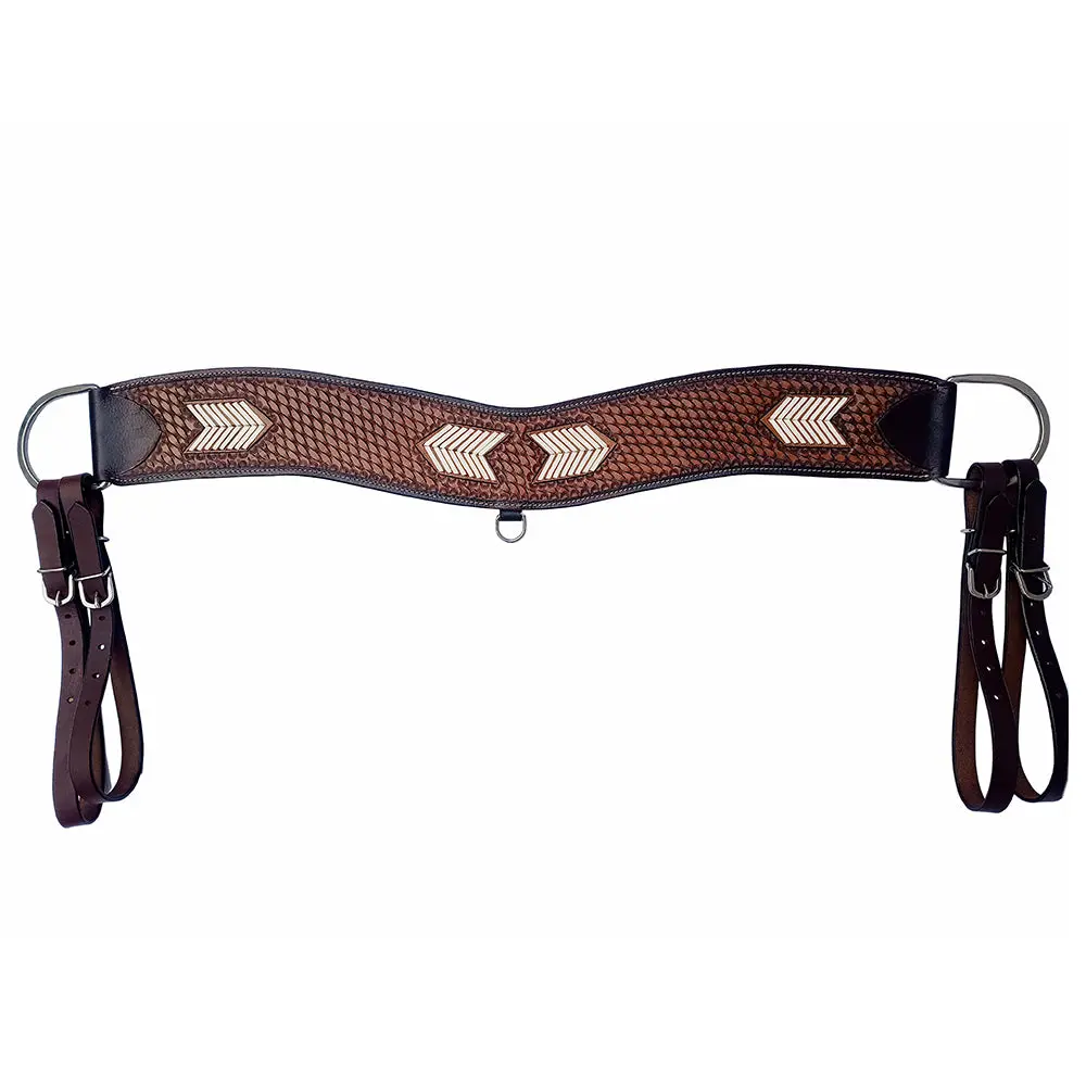 Comfytack Western Leather Horse Tripping Breast Collar Tack Brown Basket Weave Tooled 1