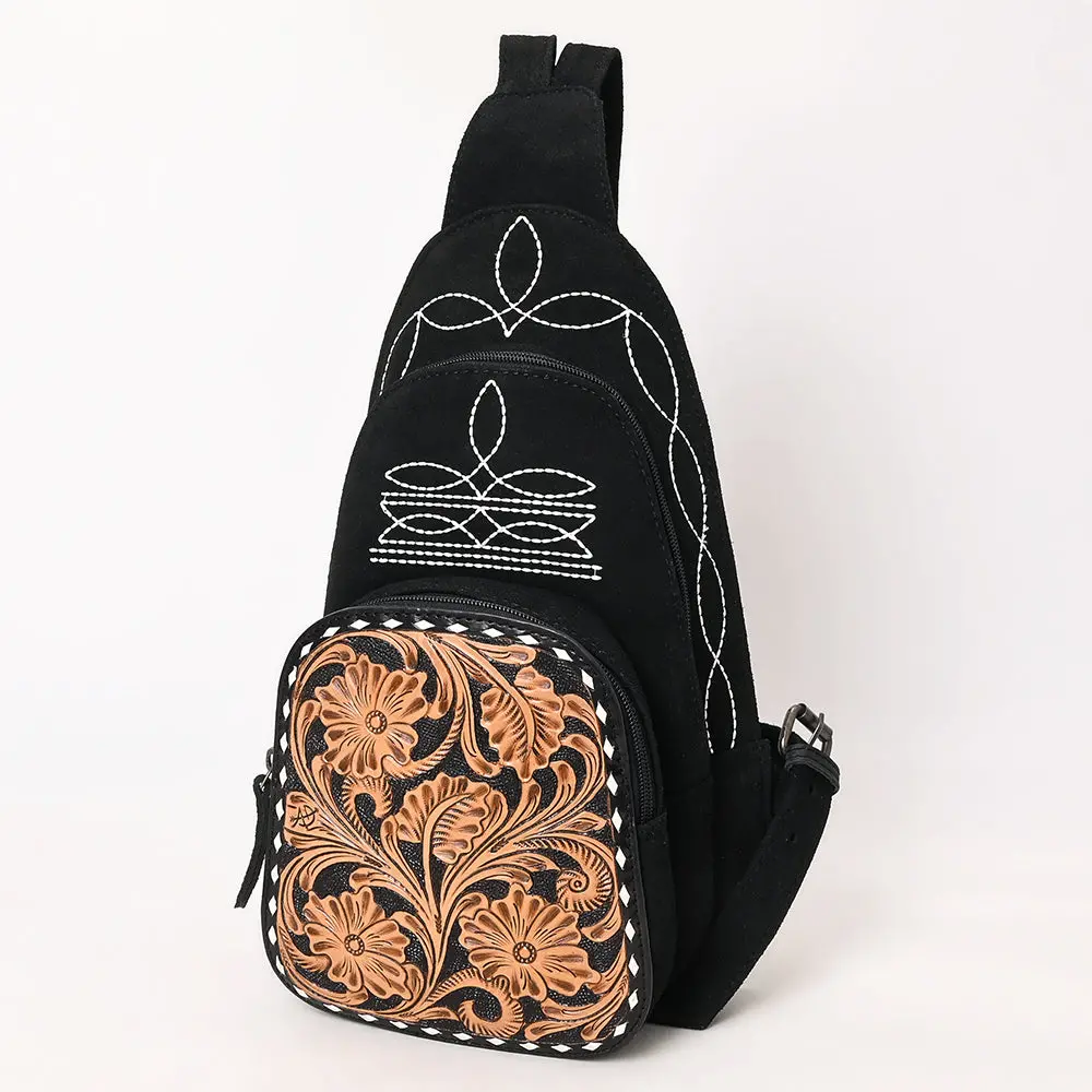 American Darling Sling Hand Tooled Genuine Leather Suede Bag | Fanny Pack For Women 1