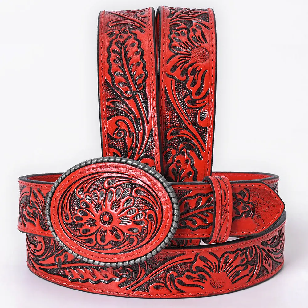 Beautifully Hand Tooled Genuine American Leather Belt Men And Women 1