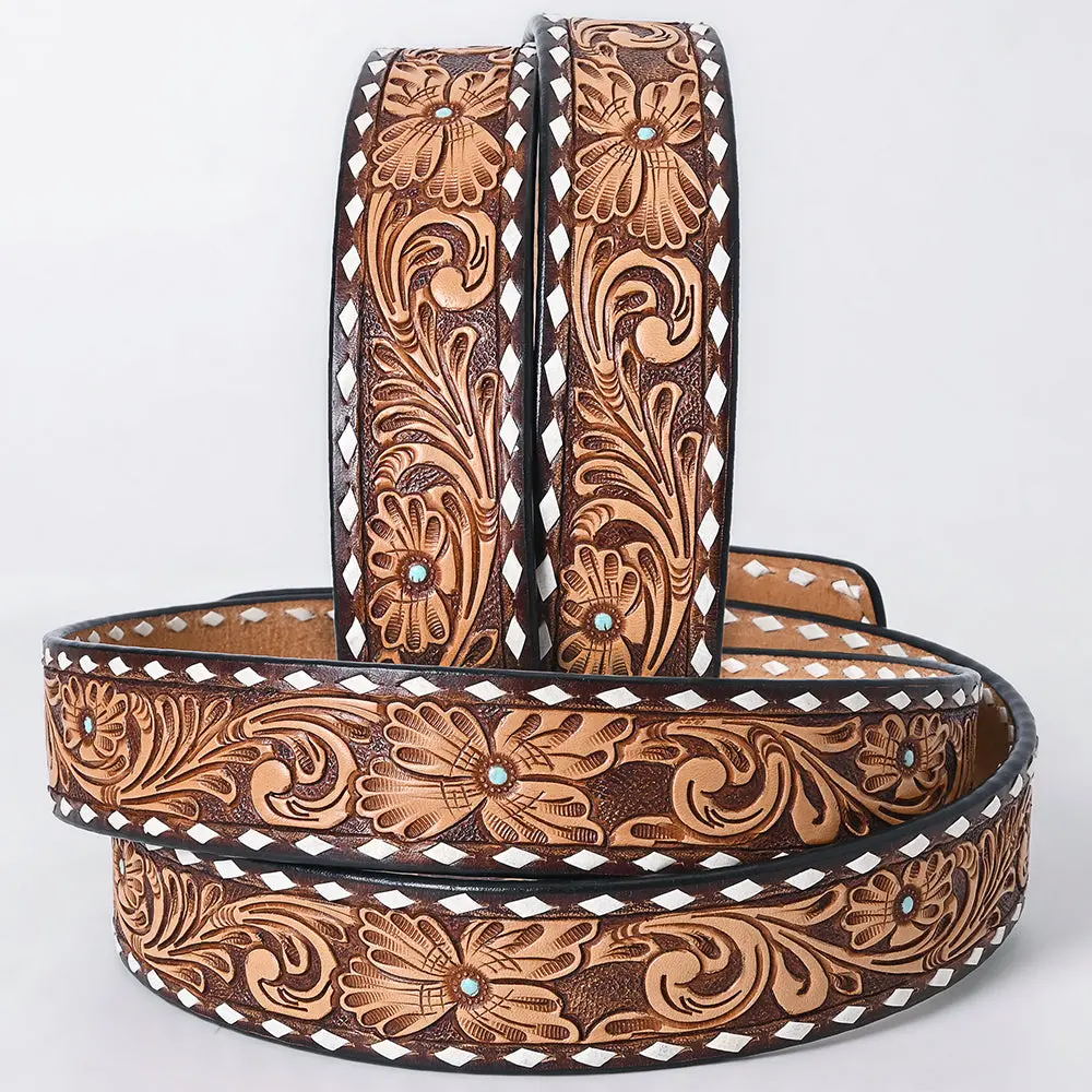 American Darling Belt Beautifully Hand Tooled Leather Unisex | Western Handcrafted 2