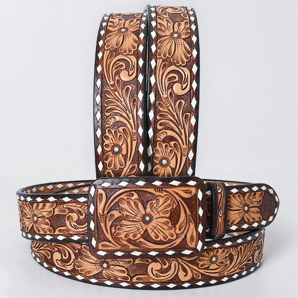American Darling Belt Beautifully Hand Tooled Leather Unisex | Western Handcrafted 1