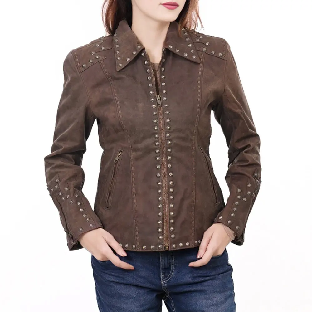 American Darling Genuine Vintage Leather Women Blazer Dress Shirt Jacket Ladies Girl| | For 1