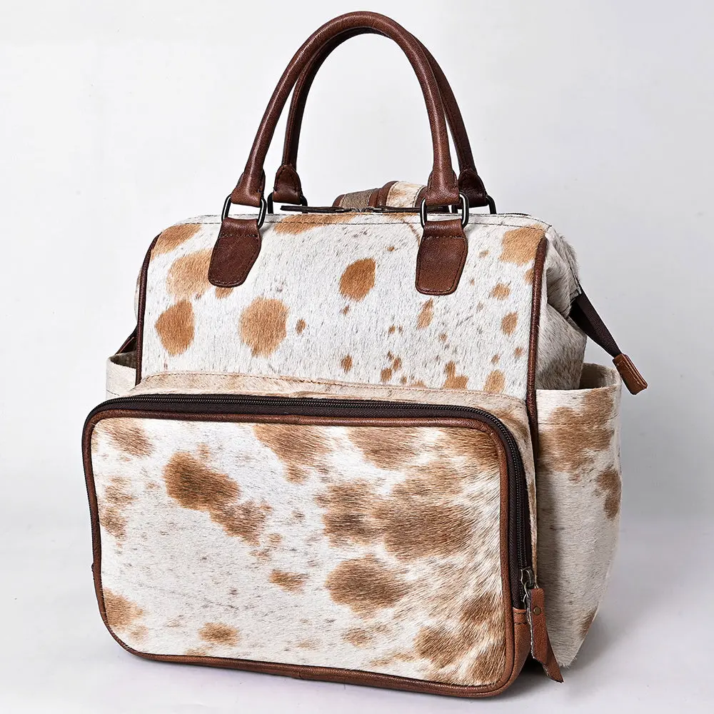 American Darling Western Leather Backpack Bag With Hair-On Cowhide, Genuine Full-Grain Leather, Eco-Friendly Vegetable-Tanned Build, Spacious Interior, Ykk Zipper 1