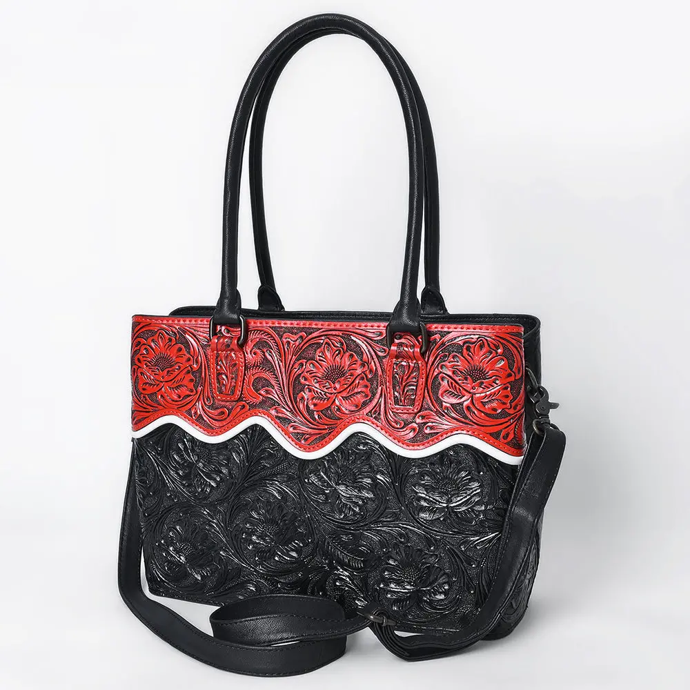 American Darling Western Hand Tooled Leather Tote Bag – Premium Floral Carved Genuine Leather, Spacious Everyday Tote With Ykk Zipper & Durable Construction 1