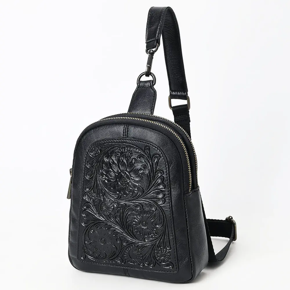 American Darling Sling Hand Tooled Genuine Leather Women Bag Western Handbag Purse | Fanny 1