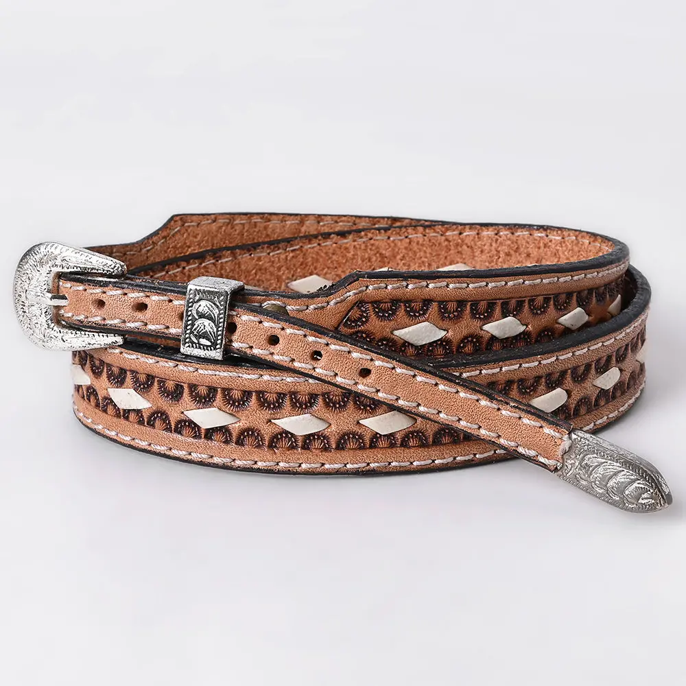 American Darling Hand Tooled Hatband Genuine Leather Western Adjustable Unisex Tan | Hand-Tooled 1