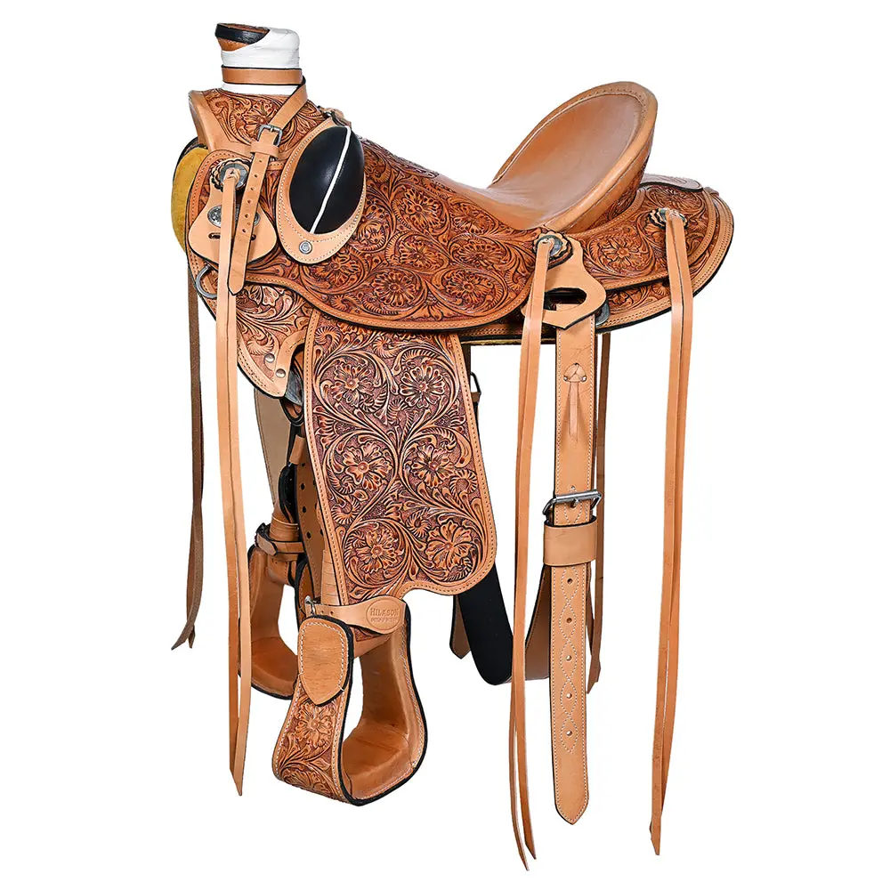 Hilason Western Horse Saddle Wade Ranch Roping American Leather Tan 1