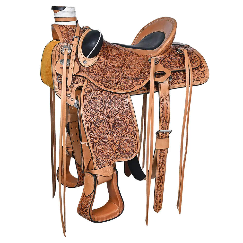 Hilason Western Horse Saddle Wade Ranch Roping American Leather Tan 1
