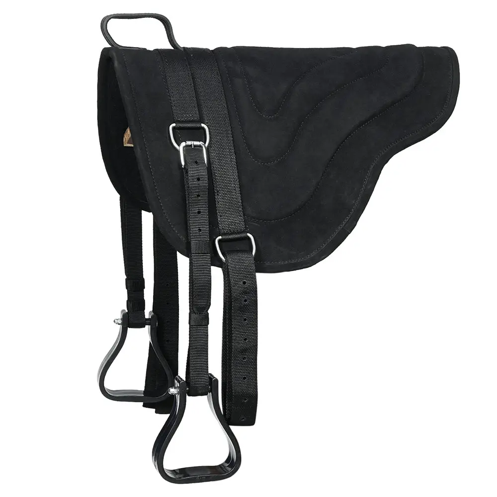 Hilason Horsemanship Leather Bareback Western Treeless Saddle Pad Black | Pads Baretek Riding For Horses 1
