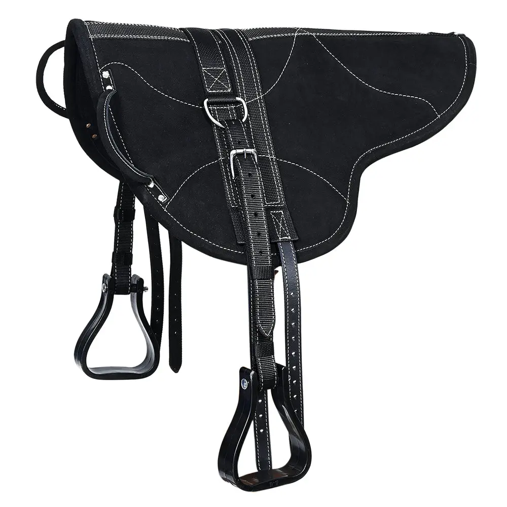 Hilason Natural Horsemanship Leather Bareback Treeless Saddle Pad Black | Western Pads Baretek Riding For Horses 1