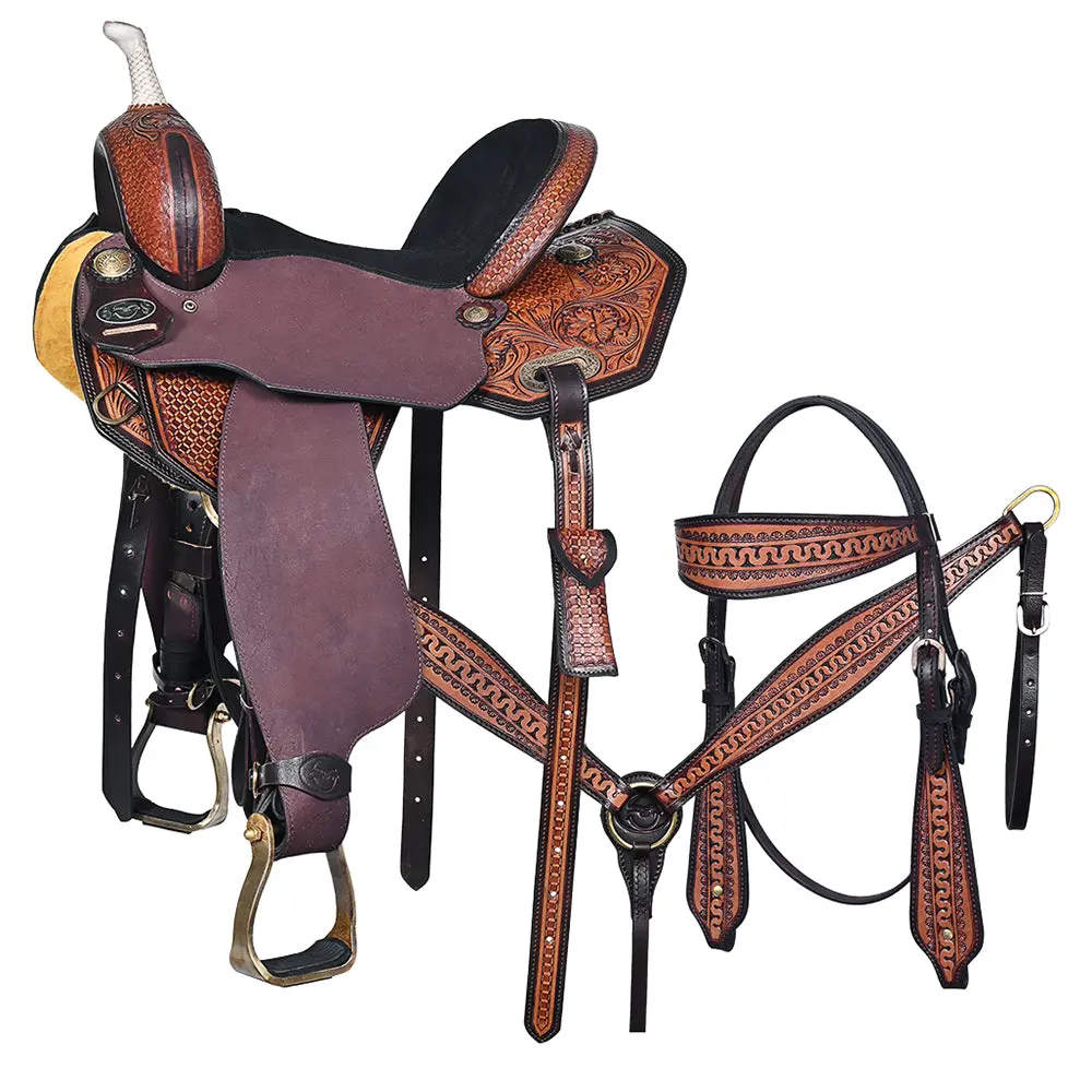 Comfytack Western Saddle Leather Trail Horse Tack Set Brown | Western Saddle | Saddle For Horses | Horse  Tack Set 1