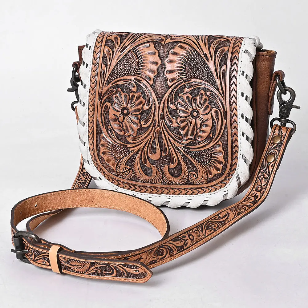 American Darling Hand Tooled Leather Cross Body Bag With Floral Carving, Genuine Leather Build, Adjustable Strap & Organized Interior For Everyday Use 1
