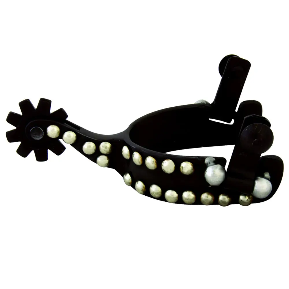 Hilason Cowboy Brown Youth Spur With Silver Dots 3/4" Band, 1-1/2" Shank 1