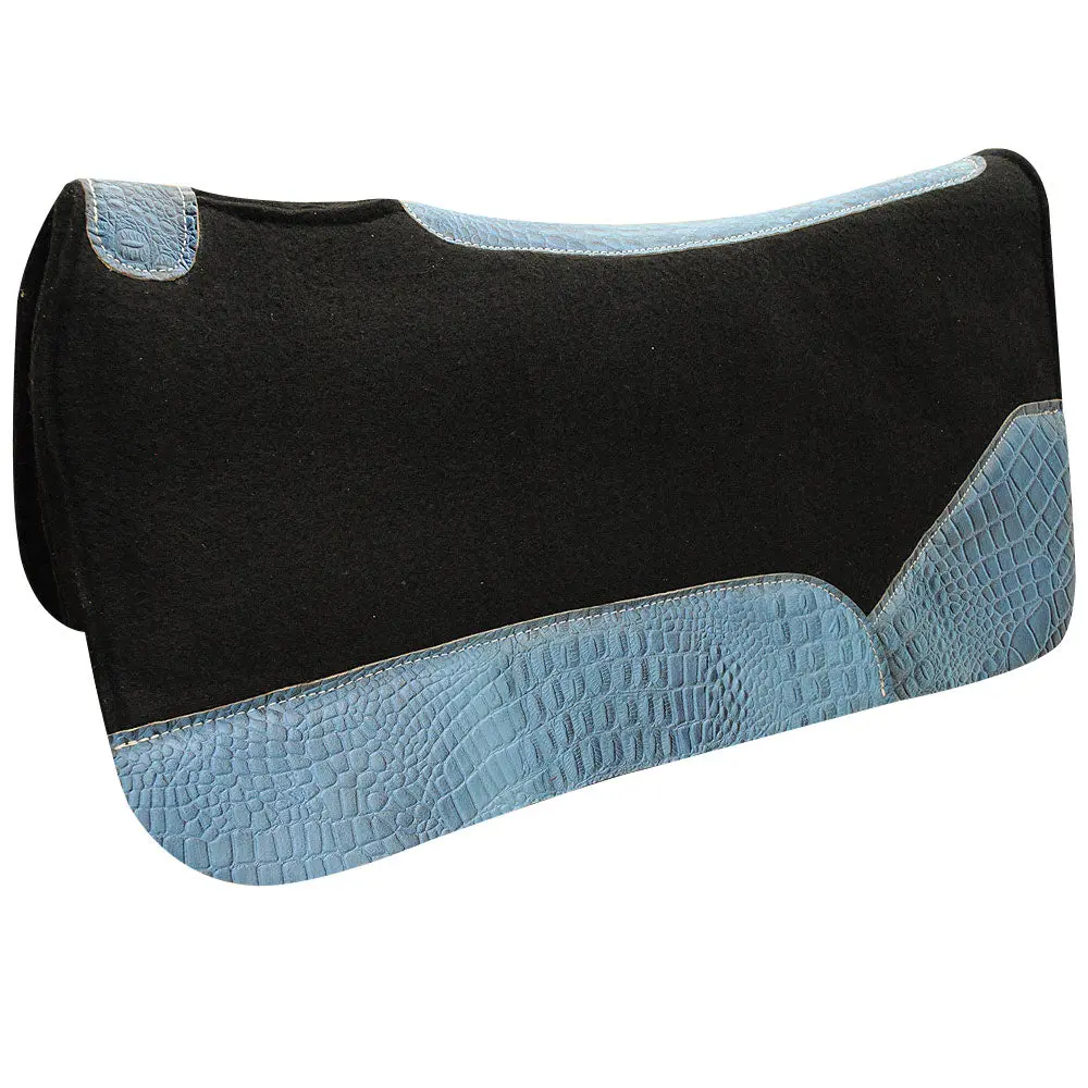 Hilason Western Wool Felt Horse Saddle Pad W/ Distressed Wear Leather | For Horses 1