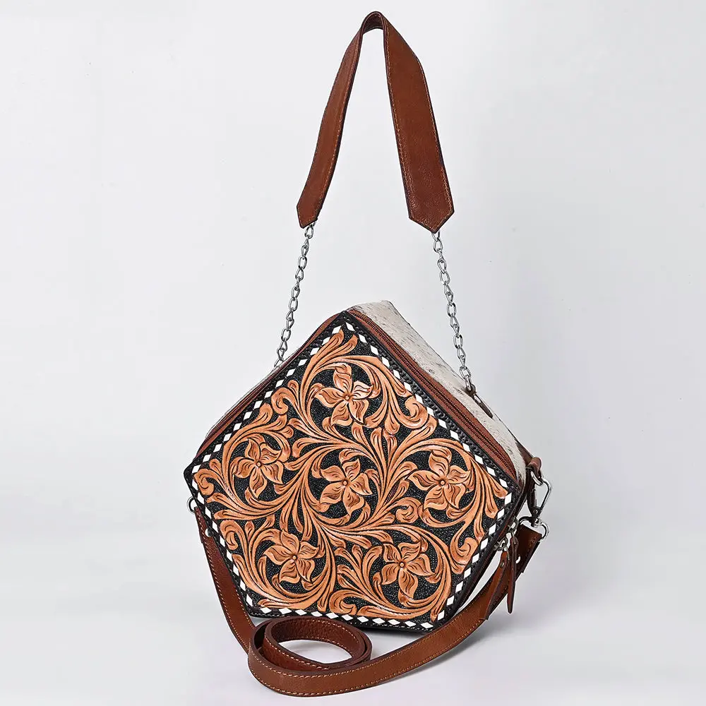 American Darling Crossbody Hand Tooled Genuine Hair On Leather Women Bag Western Handbag Purse 1