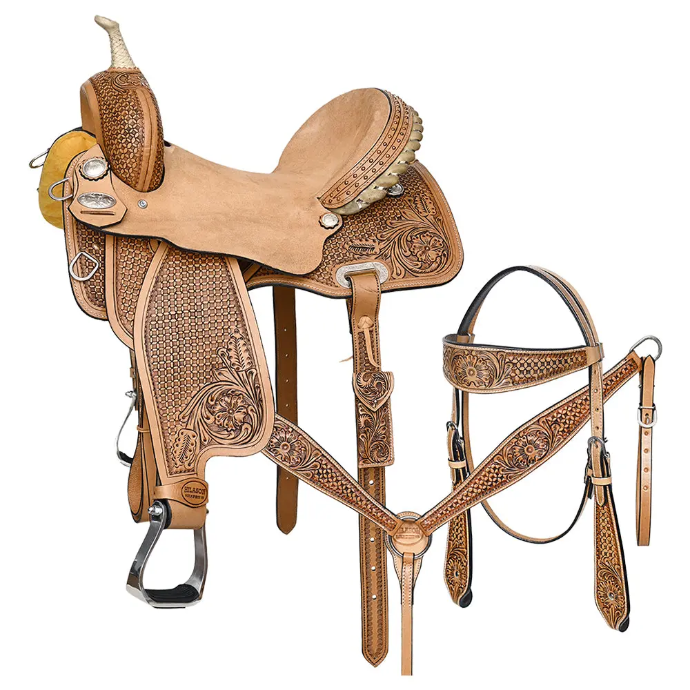 Hilason Western Horse Barrel Racing Saddle Trail American Leather | For Horses 1